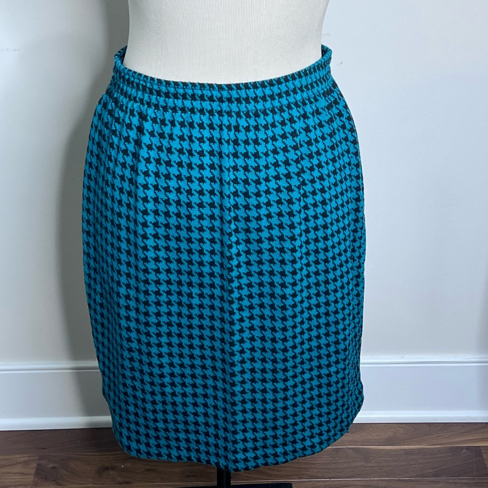 Vintage Blue Green Houndstooth Skirt